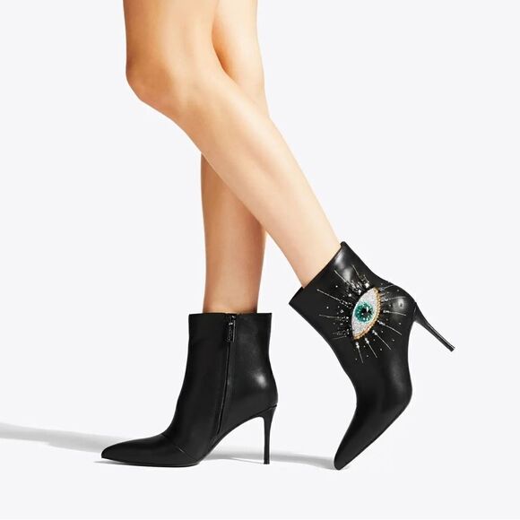 Kurt Geiger Women’s Black leather Belgravia Pointed Toe Ankle Boots Size 10.5 - Picture 1 of 13